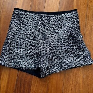 Zara Black Shorts with Silver Sequin Detail